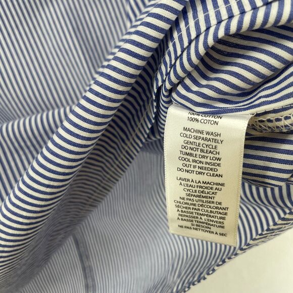 BEACH LUNCH LOUNGE Top S Striped Bell Sleeve Minimalist Collection Cotton Blue - Picture 10 of 13